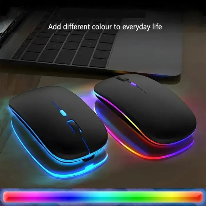 2.4GHz Wireless Optical Mouse USB Rechargeable RGB Cordless Mice For PC Laptops