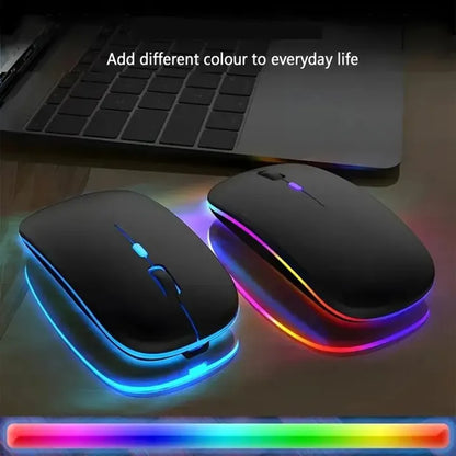 2.4GHz Wireless Optical Mouse USB Rechargeable RGB Cordless Mice For PC Laptops