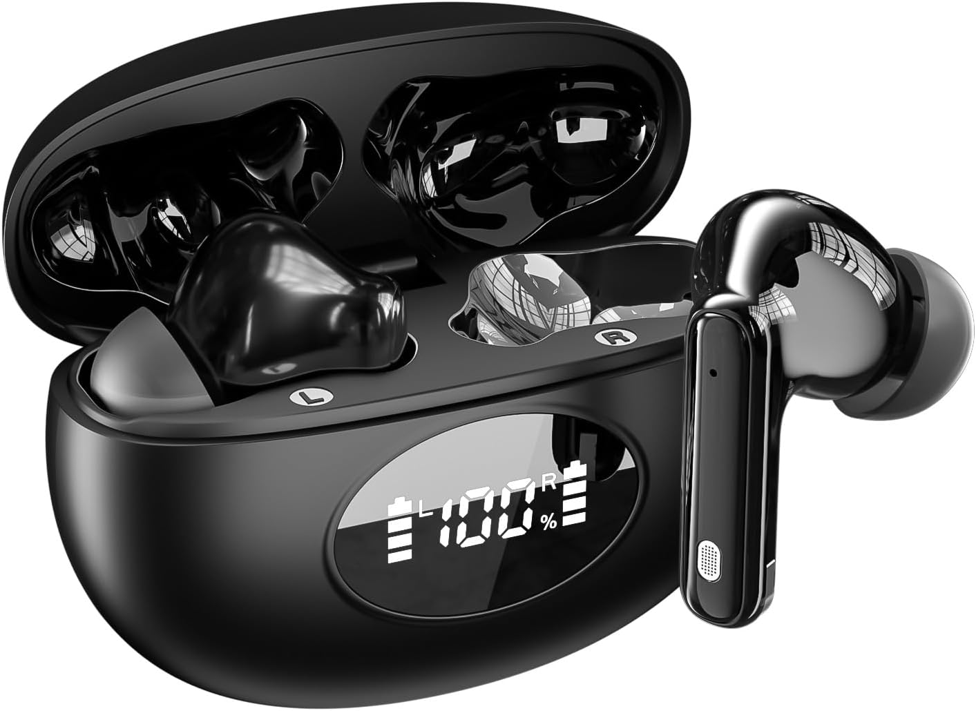 A90 Bluetooth Earbuds | ANC & ENC Noise Cancelling | Smart Touch Screen | Black