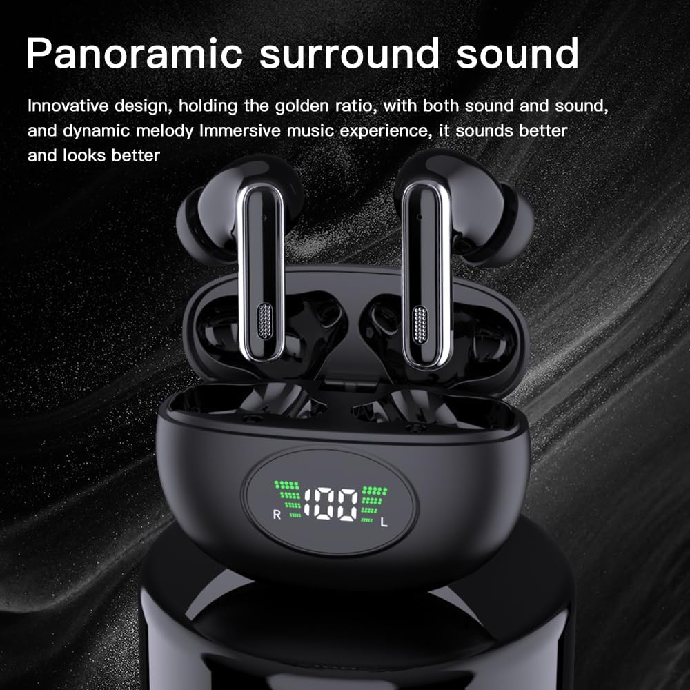 A90 Bluetooth Earbuds | ANC & ENC Noise Cancelling | Smart Touch Screen | Black