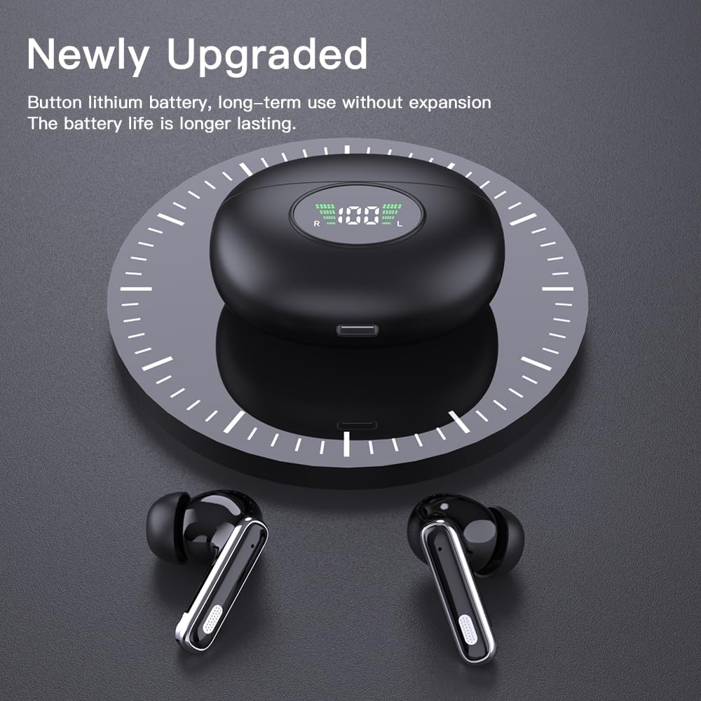 A90 Bluetooth Earbuds | ANC & ENC Noise Cancelling | Smart Touch Screen | Black