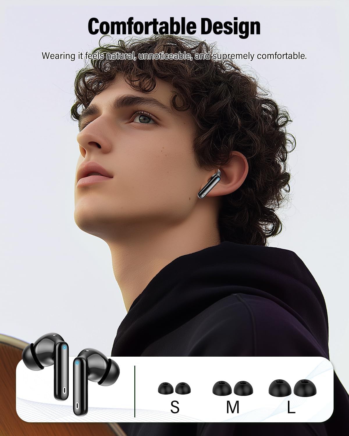 A90 Bluetooth Earbuds | ANC & ENC Noise Cancelling | Smart Touch Screen | Black