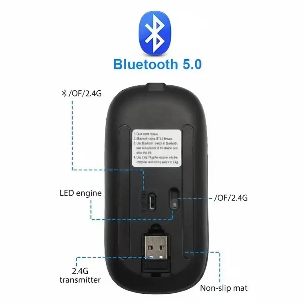 2.4GHz Wireless Optical Mouse USB Rechargeable RGB Cordless Mice For PC Laptops