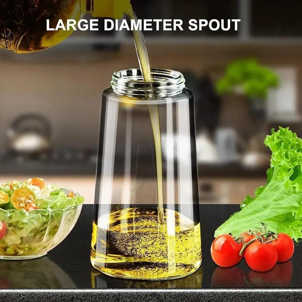 2 In 1 Glass Oil Dispenser Bottle with Handle for Kitchen-400ml