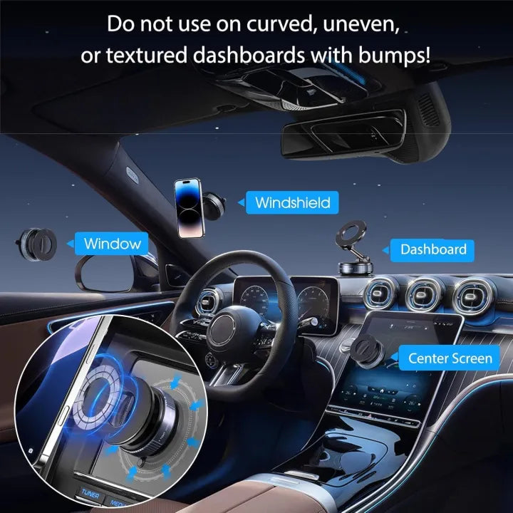 Magnetic + Vacuum Suction Phone Mount